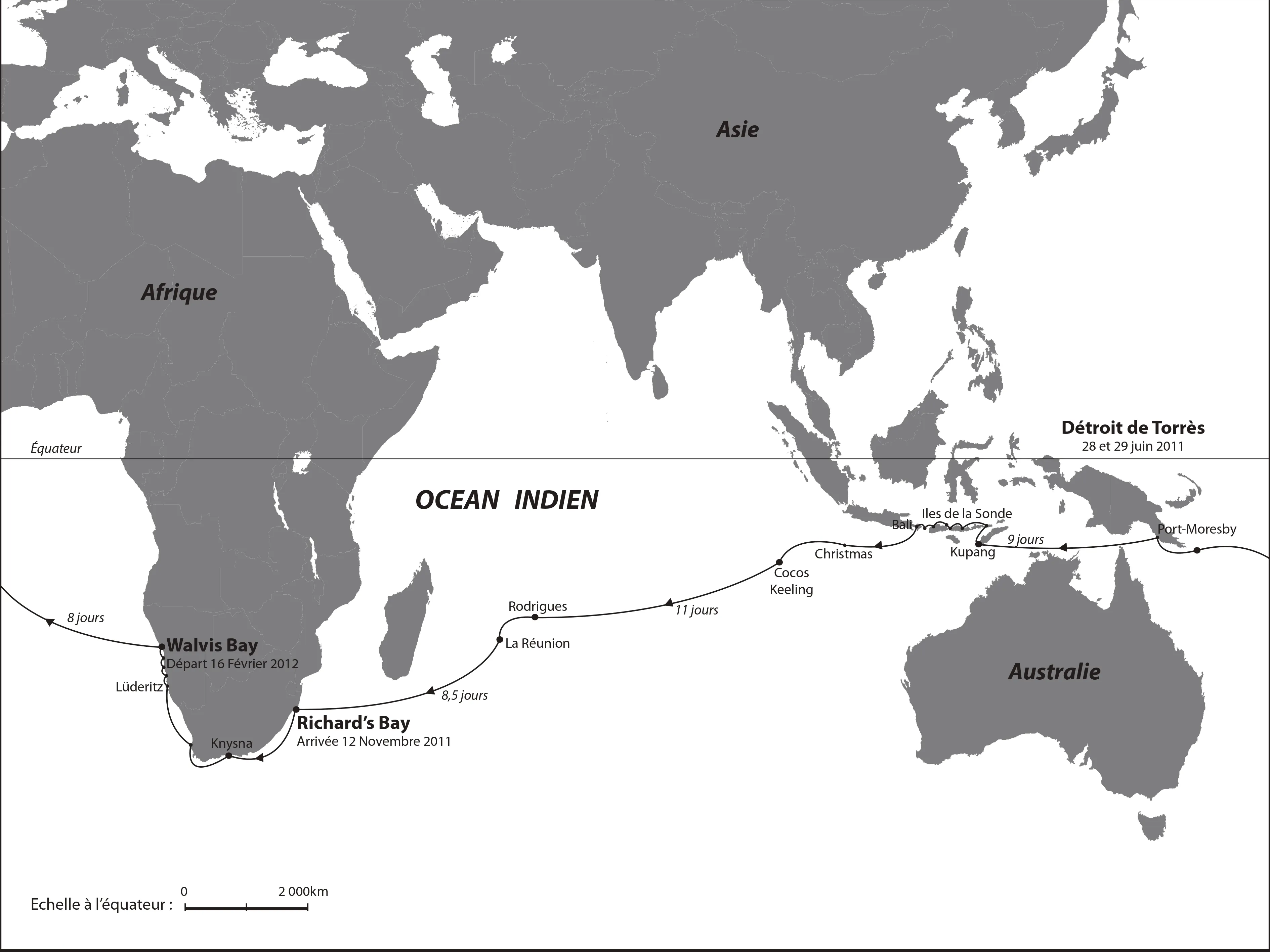 Carte du voyage autour du monde
