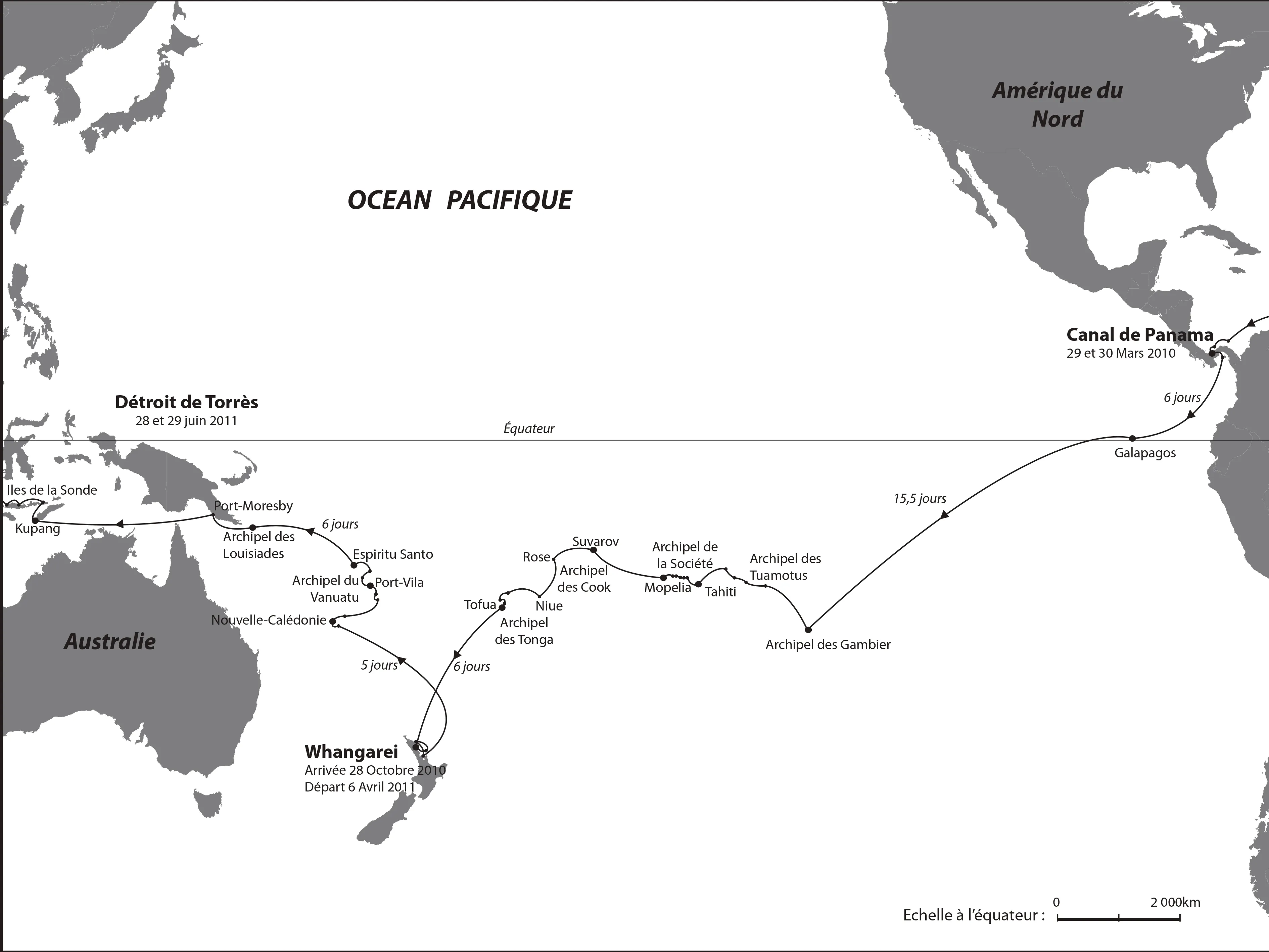 Carte du voyage autour du monde